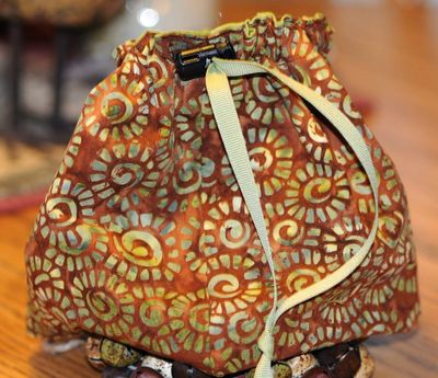 Brown batik sock bag